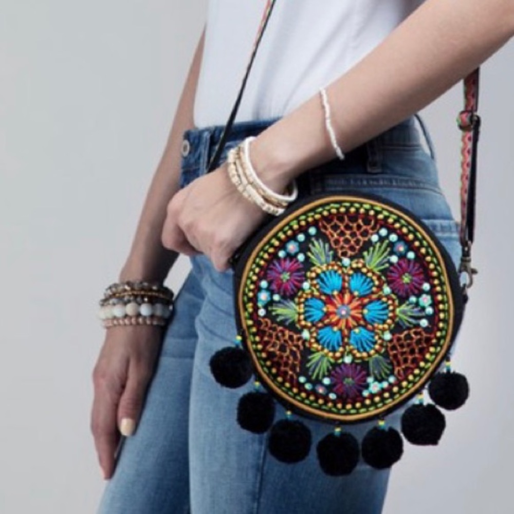 LAST 1 🔥 Embroidered Tambourine Crossbody Bag - Picture 2 of 10